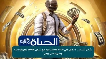 شحن شدات.. احصل على 8400 UC إضافية مع شحن 24000 بطريقة آمنة وسريعة في ببجي